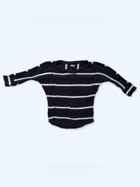 Sonoma Striped 3/4 Sleeve Knit Sweater Navy Blue/White Size XS Coastal Grandma